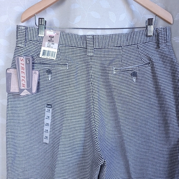 Vintage 90s Lee Houndstooth Tapered Leg Trouser Pants Black White Plus 16 - Picture 10 of 16